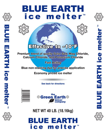Blue Earth Ice Melter - 40 lb bag mag chloride, calcium chloride, potassium chloride