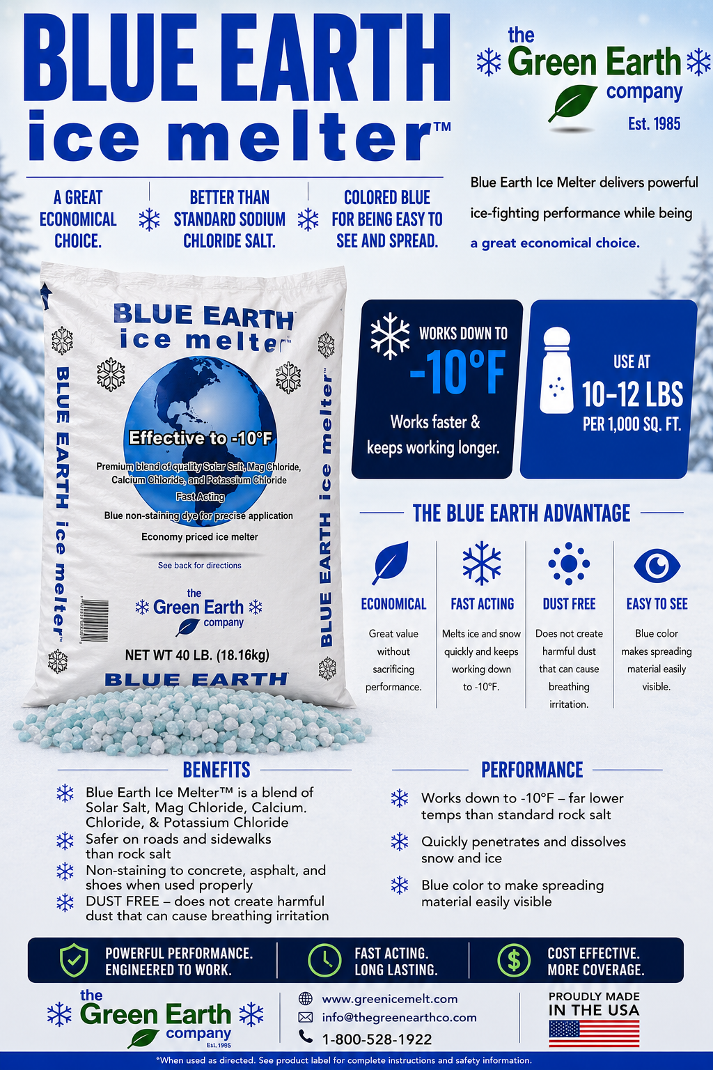 Blue Earth Ice Melter – 40 lb bags Full Pallet