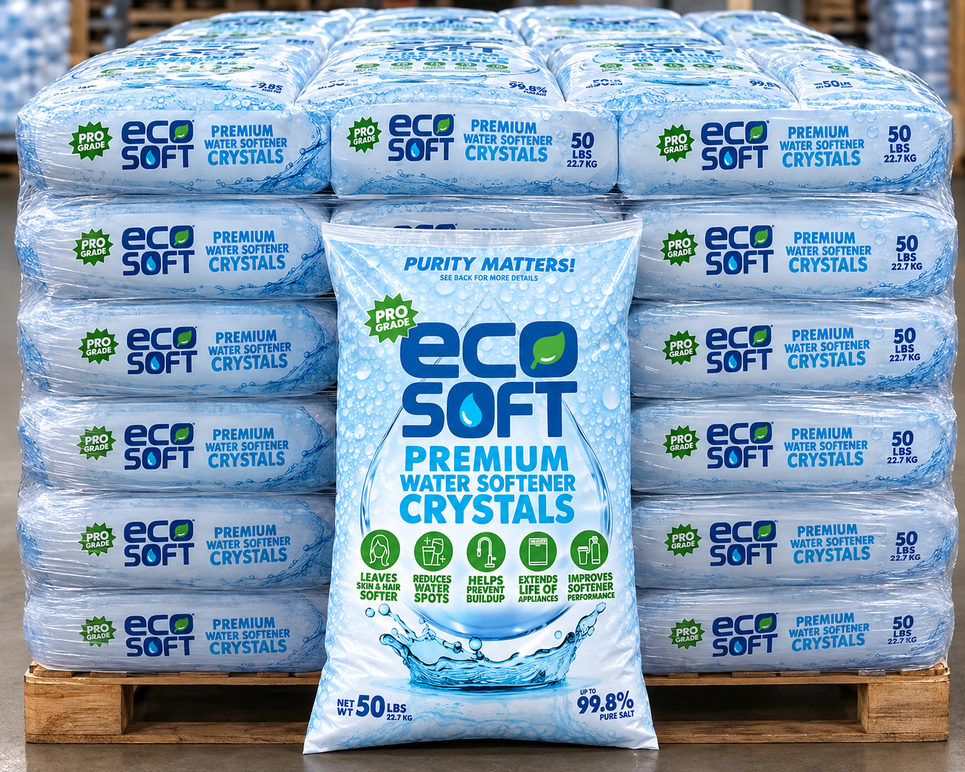 Water Softener Salt EcoSoft Crystals 99.8% Pure 50 lbs - 1 pallet
