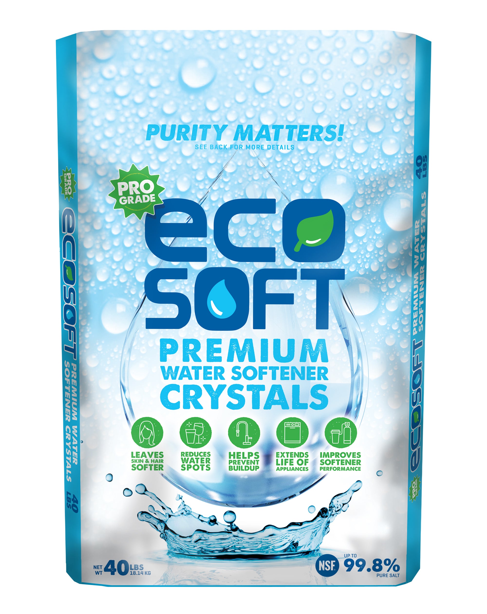 Water Softener Salt EcoSoft Crystals 99.8% Pure 40 lbs - 1 pallet