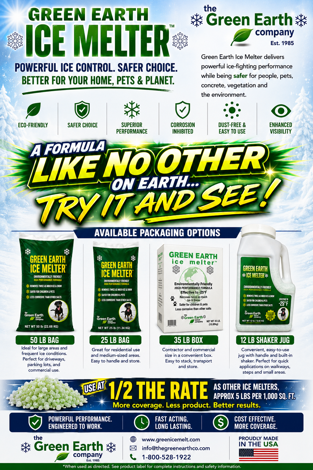 GE20 Green Earth Ice Melter 20 lb - 1 Pallet (120 bags)